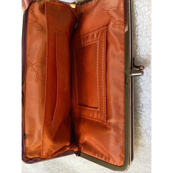 Vera Bradley Orange Red Paprika Double Kiss Lock Snap Clutch Wallet Purse Rare‎ - Picture 11 of 15